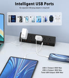 Jgstkcity Desk Clamp Power Strip,Edge Mount,4 USB C,65W,1200J,Black