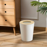 Ciao Stilista White Trash Can for Bedroom with Bamboo Lid, 2.4 Gallon Open Top Trash Can 2 Pack, Modern Aesthetic Garbage Can for Room Office Living Room, Small Bathroom Trash Bin Boho Style