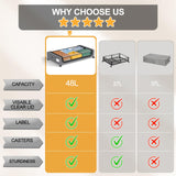 Under Bed Storage with Wheels: 6-Pack XXL 48L Underbed Storage Containers with Lids GoMaihe