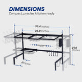 Sinkmates Over The Sink Dish Drying Rack - Adjustable 26.8"-34.6" Stainless Steel Large Dish Rack Over Sink Drying Rack with Utensil Holder, Black
