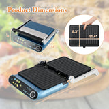 COSTWAY Panini Press, 1200W Sandwich Maker with LED Touch Panel, Non-Stick Coated Plates & Removable Drip Tray, 180 Degrees with 7 Grilling Modes for any Thickness for Quesadillas, Burgers & More