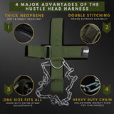 Hustle Athletics Neck Harness for Weight Training - Ultra Durable and Comfy Neck Exerciser for The Ultimate Neck Training - Build a Strong Neck - Neck Weight Lifting Harness (Military Green)