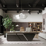Adjustable Executive Desk - Luxury L Shaped Desk with Drawers, Large Table with File Cabinets