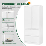 Letaya Metal Storage Cabinets for Home Office,File Cabinet-2 Drawers with Lock and Adjustable Shelves-Hang Legal/Letter/A4/F4 Size Filing-White