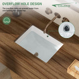 Couoko Undermount Bathroom Sink 18x14 Inch White Rectangle Porcelain Vessel Sinks with Curves Bottom Deep Basin with Overflow Lavatory Vanity Sink Mounted Under the Counter