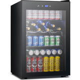 Electactic 37 Bottle Wine Fridge,Freestanding 145 Can Beverage Refrigerator with Smart Temperature Control, Black