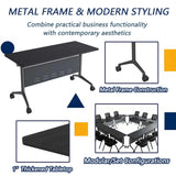 Mobile Flip Top Conference Tables 8 Pack with Wheels, Modular Training Meeting Table for Office School Classroom Seminar Collaboration Space (55.1IN)