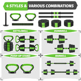 Adjustable Dumbbells, 44/66/88Lbs Free Weight Set with Connector, 4 In1 Weight Dumbbell Set Used As Kettlebells, Barbell, Push Up Stand, Fitness Exercise for Home Gym Suitable Men/Women