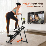 Sportneer Foldable Stair Stepper for Home Gym, Adjustable Resistance, Vertical Climber with Handlebar, Extended Step Range for Full-Body Workouts with 440lbs Weight Capacity Black