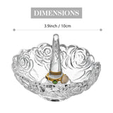 H&D HYALINE & DORA 4”Clear Crystal Ring Holder,Round Glass Ring Dish,Jewelry Rack Ring Holder for Wedding,Jewelry Display Gifts for Mom Wife Girlfriend