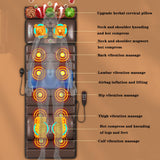 Shiatsu Full Body Heat Massage Mat with 10 Vibrating Motors & Neck Pillow for Ultimate Muscle Relaxation - Brown Leather Massage Therapy Essential