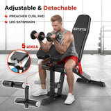 Eryntix Adjustable Leg Extension and Curl Machine, Foldable Pro Heavy-Duty Weight Bench, 1600LBS Workout Bench, 21-Position Multifunctional Weight Benchs, Iscc Plus Certified for Home Gym(M1 Pro)