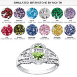 Oseew Class Ring Custom 2027 Graduation Women Men (Rose Gold)