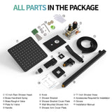 SR SUN RISE Black Square Rainfall Shower Head and Handle Set, Wall Mounted Shower Fixtures, Metal Shower Faucet Trim Repair Kits (With Shower Valve)