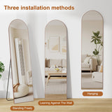 ZHUNFA Full Length Mirror,58" x16,3 in 1Full Length Mirror can Wall Mounted,Standing or Leaning,Full Body Mirrors with Aluminum Alloy Frame,Home Decor Rose Gold.