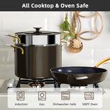 Nuwave Lux LE 13Pc Ceramic Cookware Set with Elegant Gold Handle, PFAS Free