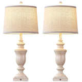 SAIWEYA 27.5" Set of 2 Farmhouse Table Lamps for Bedroom, 3 Way Dimmable Bedside Lamp with 2 USB +AC Outlet Nightstand Lamps for Living Room Resin Rustic Touch Lamps