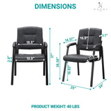 Naomi Home Faux Leather Guest Reception Chair with Armrests - Black