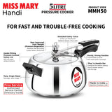 Hawkins 5 Litre Miss Mary Handi Pressure Cooker, Inner Lid Cooker, Silver (MMH50)
