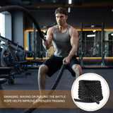 MECCANIXITY Battle Rope 50ft x 1 Inch Polyester Workout Rope Heavy Fitness Exercise Rope for Strength Training Home Gym Muscle Building, Black