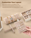 Glimmloop 360° Rotating Jewelry Box with 5 Drawers, Spacious Vertical Jewelry Organizer with Glass Window, Jewelry Storage Case, Dustproof & Moisture-resistant Design, White