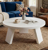IDEALHOUSE 33.5" Round Coffee Table, Modern Circle Center Table with Inclined Legs, Accent Cocktail Tables for Living Room, Bedroom, Easy Assembly, White