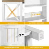DWVO White Baker Rack with Power Outlet and Storage, Farmhouse Microwave Stand with Door for Kitchen, 5-Tiers Tall Coffee Bar Station Cabinet Thickened Counter with Hutch Shelves