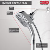 Delta Faucet 5-Spray In2ition Dual Shower Head with HandHeld Spray, H2Okinetic Chrome Shower Head with Hose, Showerheads, Magnetic Docking, Lumicoat Chrome 58474-PR25