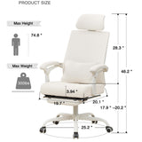 Ergonomic Office Chair with Footrest Home Office Desk Chair with Headrest and Backrest 90-135 Adjustable Mesh Qulomvs