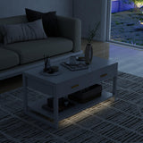 Edospaen Coffee Table with Sensor Light - Modern Storage Coffee Table with Drawers and Shelf for Living Room, Office, Outdoor