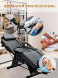 EITPETPORT 3-Section Tattoo Chair, Facial Beds for Esthetician Adjustable Professional Salon Massage Bed Tattoo Bed Chair with Spa Stool for Beauty Barber Spa Beauty Equipment, EPP Black