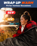 MEREZA Flannel Sleeping Bag for Adults Mens with Pillow, XL Cold Weather Sleeping Bag for 30 Degree 4 Season Camping Large Big and Tall Sleeping Bags with Compression Sack
