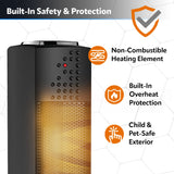 Lasko Oscillating Ceramic Slim Tower Desktop Space Heater for Home with Thermostat and 2 Speeds, 14 Inches, Black, 1500W, CT14101