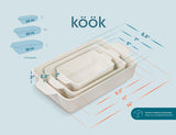 Kook Ceramic Bakeware Set, Rectangular Baking Dishes, For Casseroles, Lasagna, Cake, Small, Medium & Large Pans, Microwave & Dishwasher Safe, Set of 3, (Ivory)
