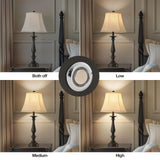 AIDENOEY 28.5" Traditional Table Lamp Set of 2, Rustic Farmhouse Table Lamps for Living Room Bedroom, Bedside Desk Lamps Vintage Nightstand Lamps with Silk Fabric Shades, Black Sweep White Gold