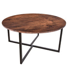 HOMERECOMMEND Round Coffee Table Kitchen Dining Table Modern Tea Table Office Conference Pedestal Desk Computer Study Desk Rustic Brown/Black HOMERECOMMEND