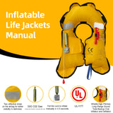 HWAYAN Manual Inflatable Life Jacket| Inflatable PFD Vest Adult| Life Vest for Adults| Outdoor Water Sports| Supports up to 330 lbs|33g of Carbon Dioxide Cylinder (White Camouflage 609)