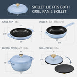 Best Choice Products Non-Stick Pot & Pan Cookware Set, Cast Iron, 2Qt Skillet W/Lid, 10" Grill Or Griddle Pan W/Press, 6Qt Enameled Dutch Oven