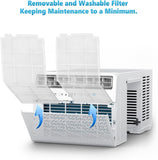 COWSAR 12000 BTU U-Shaped Window Air Conditioner, Saddle Mount Window AC Unit for Large Room, Cools Up to 550 Sq.Ft, 3-in-1 Cool/Dehumidifier/Fan, 24H Timer, Quiet Energy Saving AC, Easy Install