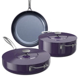 Nuwave Essential Series 5PC Ceramic Cookware Set PFAS-Free, G11 Duralon Blue Coating, Pots and Pans Set Non Stick