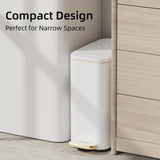 KUK Slim Bathroom Trash Can with Lid, 1.6 Gal / 6L Stainless Steel Small Garbage Bin with Detachable Inner Bucket