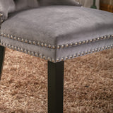 MOOLSUN Velvet Dining Chairs Set of 8, High Back Side Chairs, Modern Padded High-End Tufted Upholstered Chairs with Button-Tufted Back & Rear Pull Tabs, Solid Wood Legs E-Gray(Solid Wood Legs)