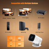 LJYT 1080P FHD Protable Mini Projector, 250 ANSI Lumens, Support 4K, Auto Keystone, 210° Rotation, Bluetooth 5.4, WiFi 6, Android 11, Compatible with iOS/Android/PS5/Windows/USB/HDMI/TV Stick/Box