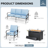 MFSTUDIO 4 Piece Metal Patio Furniture Set with Fire Pit Table, Blue