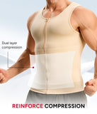 Nebility Compression Shirt Men Tank Top Compression Undershirt Mens Shapewear Body Shaper Waist Trainer Tummy Control Vest, Beige - 3X Large