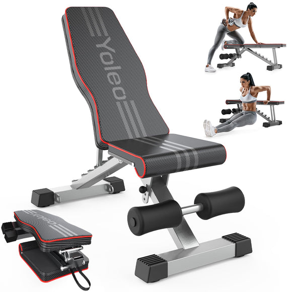 Yoleo Adjustable Weight Bench for Full Body Workout; Foldable Bench Press Bench of Home Gym Strength Training; Incline Decline Flat Utility Workout Bench with Quick Folding& Fast Adjustment (Black) YOLEO