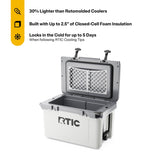 RTIC Ultra-Light 32 Quart Hard Cooler Insulated Portable Ice Chest Box for Drink, Beverage, Beach, Camping, Picnic, Fishing, Boat, Barbecue, 30% Lighter Than Rotomolded Coolers, White & Grey