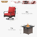 Sophia & William Metal Patio Furniture Set with Fire Pit Table, 5 Pieces