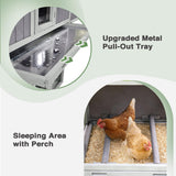 Large Chicken Coop, Weatherproof Hen House with Nesting Box, Wooden Chicken Coops with Pull Out Tray and Anti-Slip Ramp for Outdoor Backyard Poultry Habitat