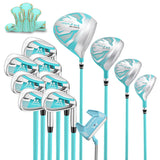 MAZEL 12 Pieces Men's Complete Golf Clubs Set or Individual Golf Clubs - Titanium Driver (Complete Golf Set, Light Blue)
